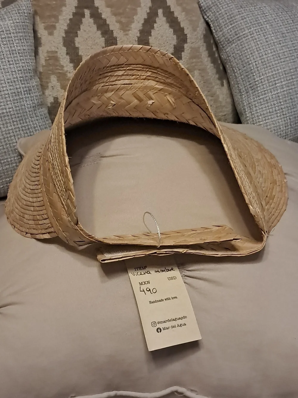 Mar del Aqua Natural Straw Sun Visor Hat Poolside Beach Cruise Resortwear Vacay